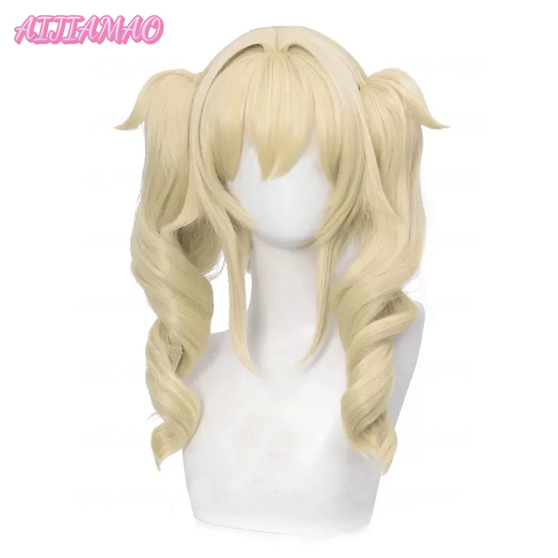Barbara Cosplay 40cm Christmas Blond Golden Wig Cosplay Anime Wigs Heat Resistant Synthetic Halloween + Wig Cap
