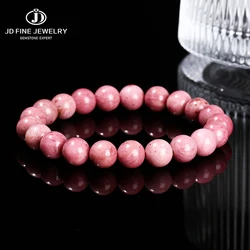 JD Natural Stone Rhodochrosite Ore Bead Bracelet Women Charm Yoga Meditation Prayer Reiki Energy Stone Jewelry Couple Party Gift