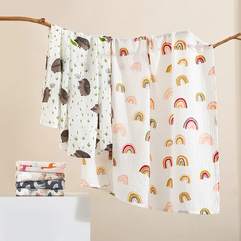 120x110cm Baby Baumwoll-Pucktuch Musselin Badetuch Neugeborenen-Knitterstoff Kinderwagen-Abdeckung Wickeltuch Mull Kleinkind-Schlafdecke