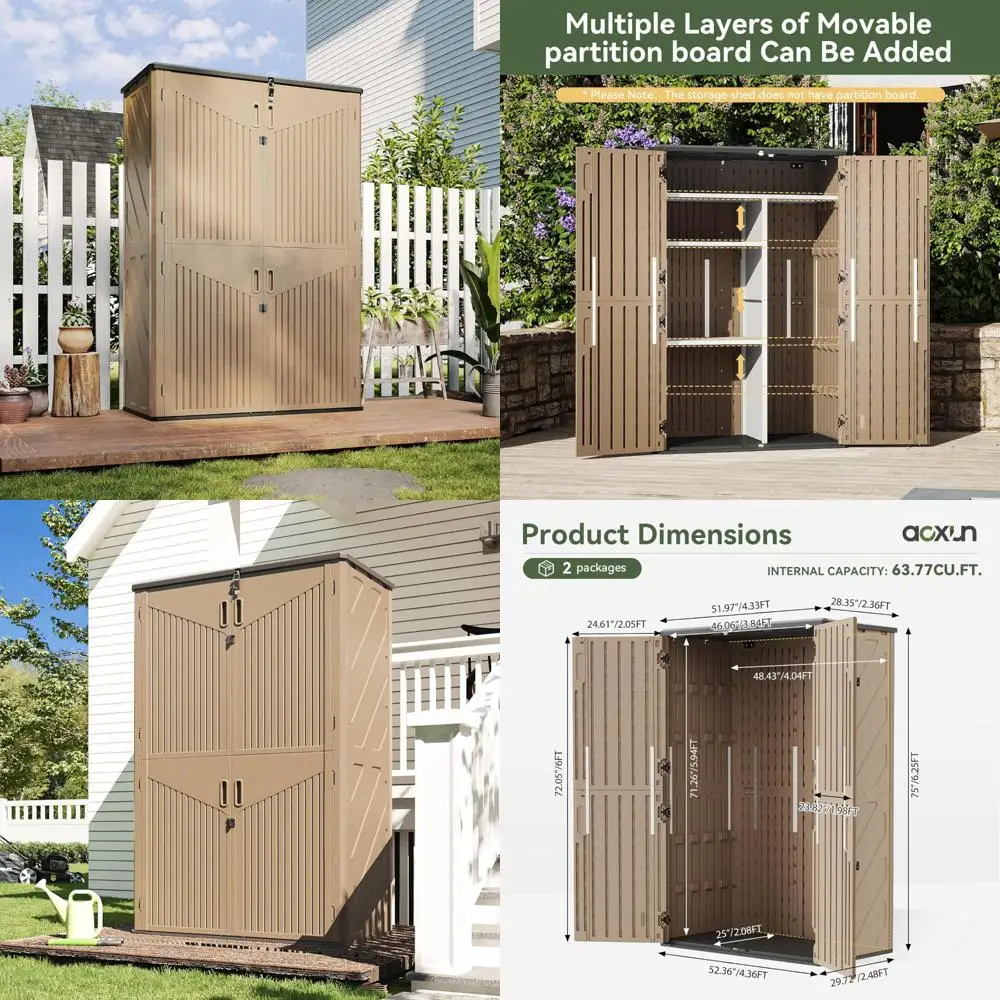 

Вертикальный 64-кубический футов уличный водонепроницаемый навес для хранения вещей с полкой для организации гаража и двора