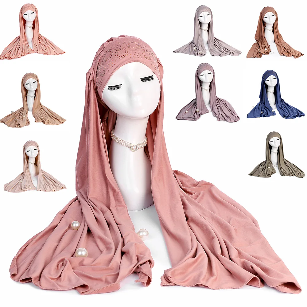 Solid Color Scarf High Quality Abraded Circle Hot Diamond Women's Ethnic Headscarf