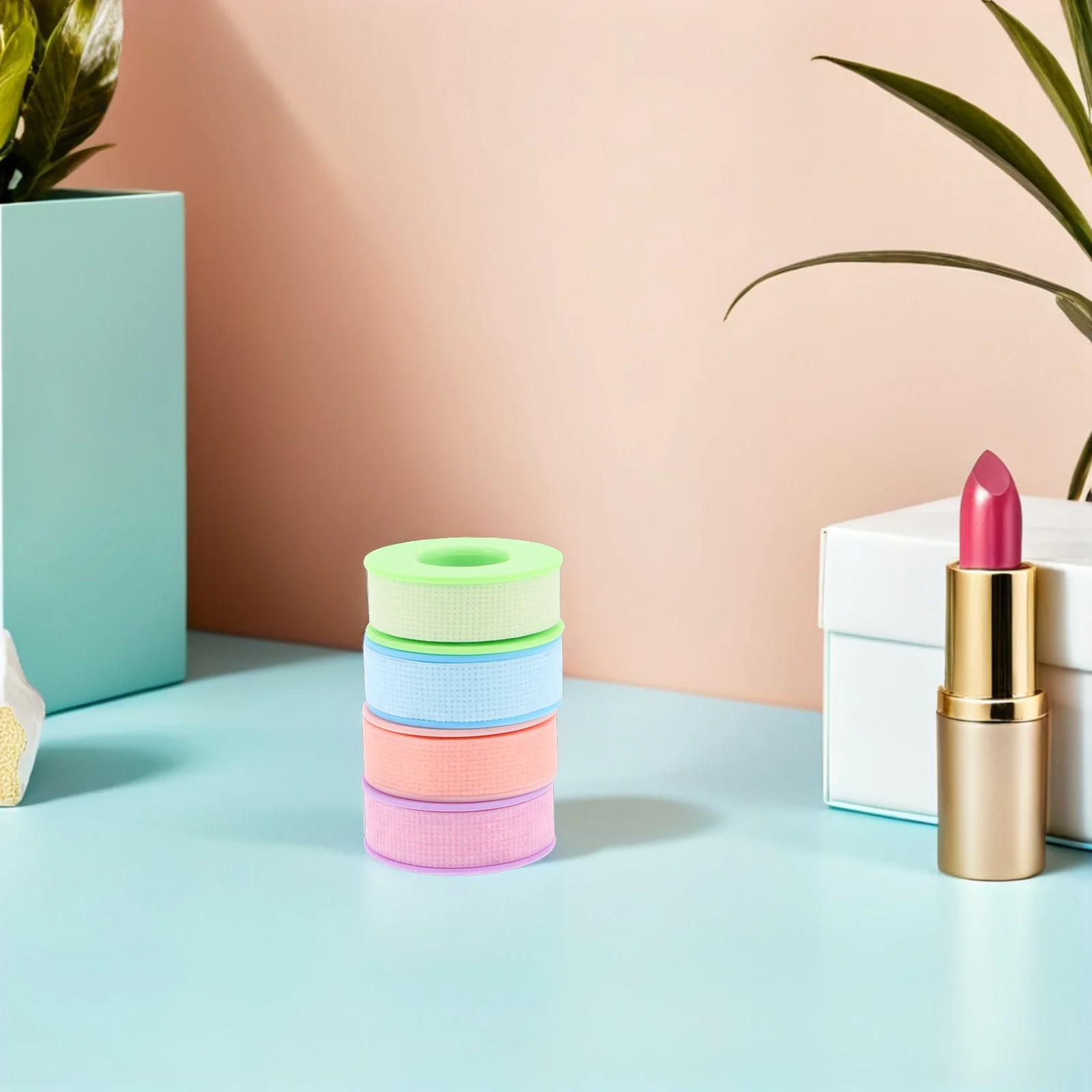 

4 Rolls 1.25Cm Silicone Gel Lash Extension Tape Breathable Micro-Porous For Sensitive Skin Multicolor Pink Blue Purple Green