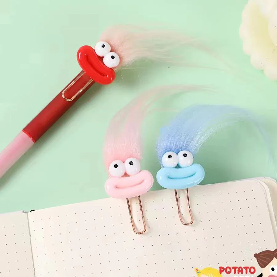 Kawaii Olhos Grandes Fluffy Gel Pen, Tinta Preta, Esferográfica Bonito, Estética, Kawaii, Material Escolar e de Escritório, Papelaria Presente para Estudantes