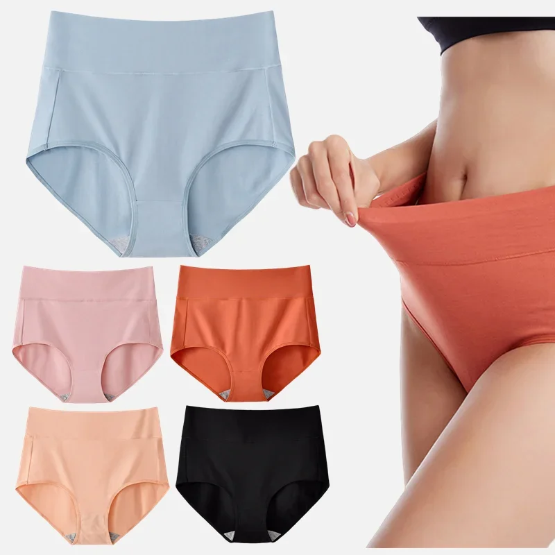 3Pcs Cotton Underwear Women High Rise Female Panties Plus Size M-4XL Breathable Soft Underpants Briefs Sexy Intimates Lingerie