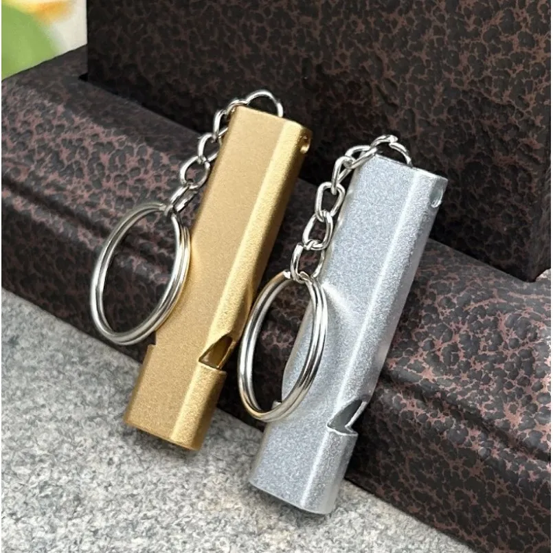 アルミ合金デュアル周波数サバイバルホイッスルダブルチューブ屋外サバイバルホイッスル機器 EDC ツールトレーニング鳩ホイッスル