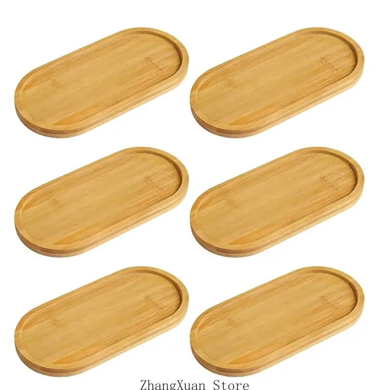 Packung mit 6 ovalen Bambustabletts, elegante Servierteller für Speisen und Dekoration, 3 x – Detail 8