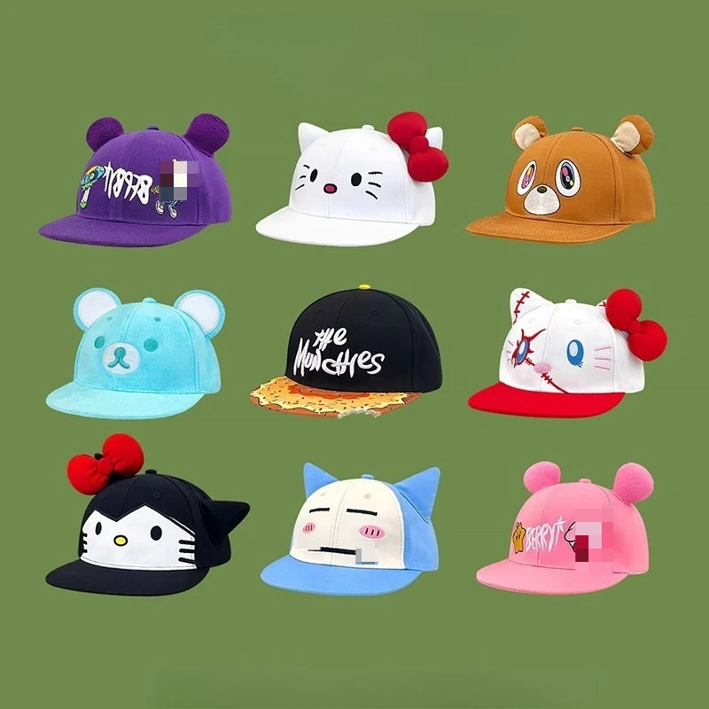 

Breathable Cute Sanrio Hello Kitty Sunshade Flat Eave Peaked Caps Versatile Ins New Unisex Funny Embroidery Bow Baseball Hats