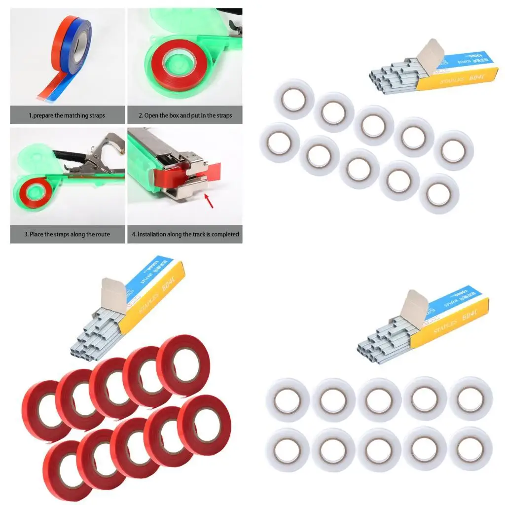 

652F Plant Tie Tapetools Branch Tape For Garden Tool Fastening Tool with 1 Box Staple Pin for Vegetables Grapes