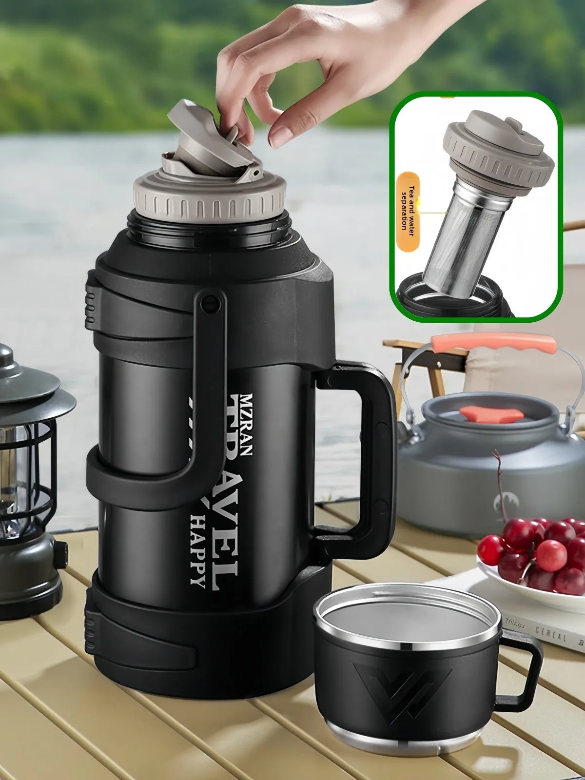 

Большая портативная уличная изолированная бутылка для воды из нержавеющей стали 36, автомобильная мужская версия, горшок для горячей воды с сетью фильтра