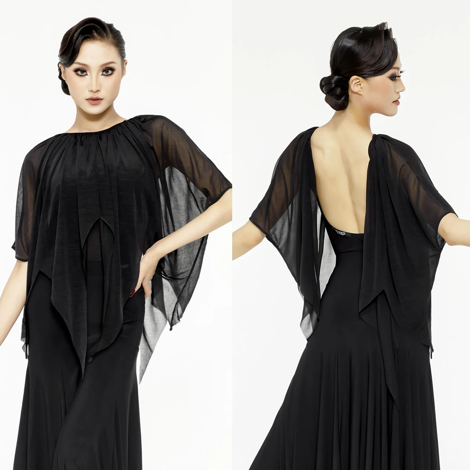 Abiti da ballo da sala Maglia nera Top senza schienale Donna Valzer Dance Performance Wear Rumba Abbigliamento da ballo latino BL16824