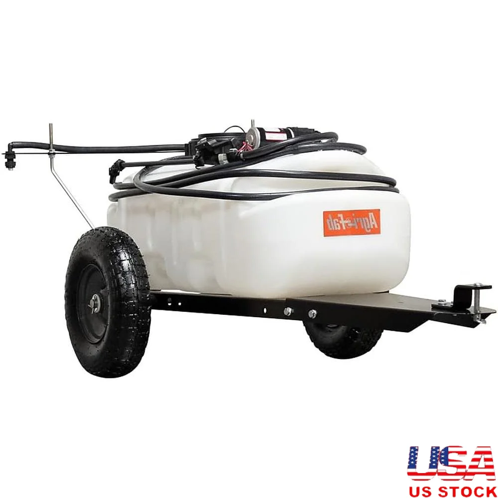 Tow-Behind Sprayer 15 Gallon 1.6 GPM 100 PSI Pump Boom Spray Wand Pest Control Weed Control Watering