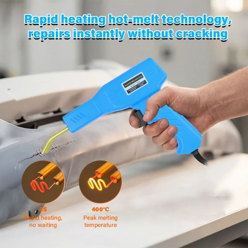 Plastic Welder Hot Stapler Car Plastic Bumper Repair Tool Home DIY Welding Gun with 200/400 pieces of 4 types of welding nails