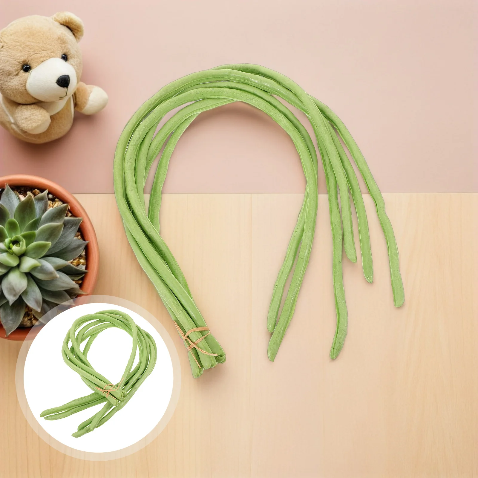 

6pcs Simulation Long Green Beans Artificial Vegetables Lifelike Faux Vegetable Models For Photography Home Decor Learning