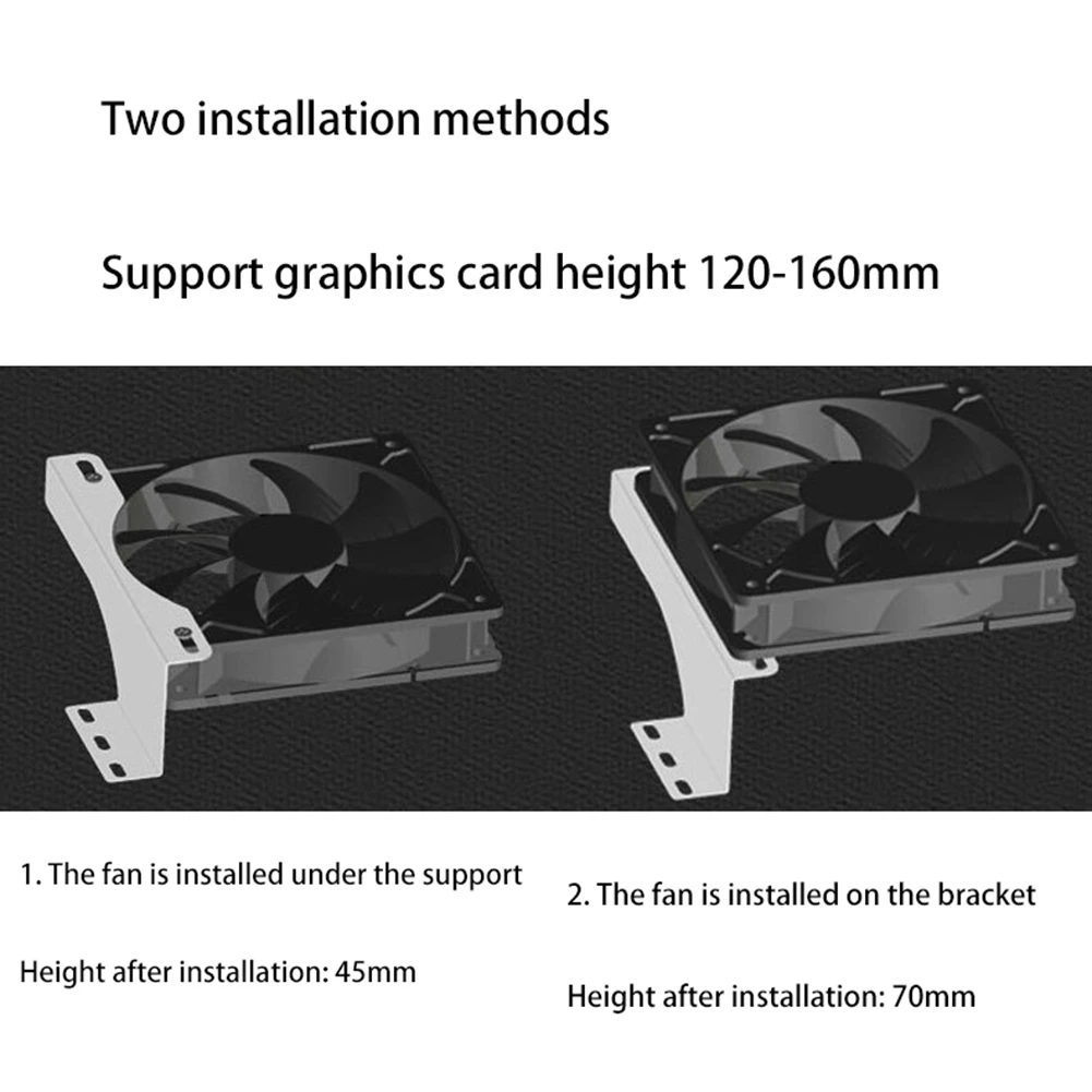 A5 Side Blowing Bracket Support DIY Video Card Companion Vertical Heat Dissipation Support 12cm 14cm Cooling Fan(2 Fan)