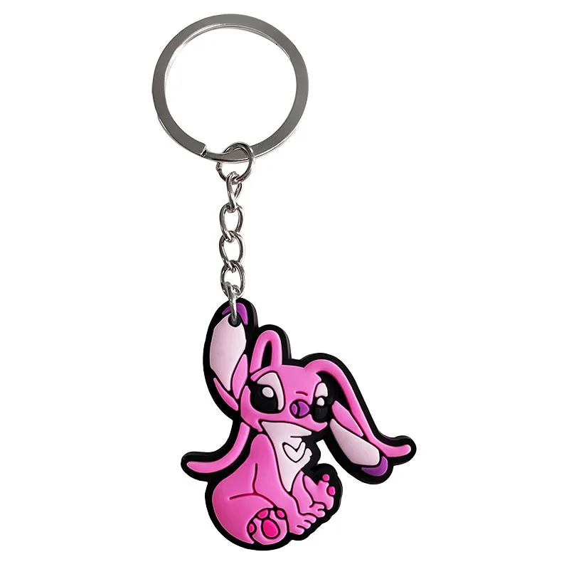 Disney-Lilo e Stitch PVC Keychain para crianças, personagem de desenho animado de anime, chaveiro bonito, enfeite para bolsa, presentes de aniversário