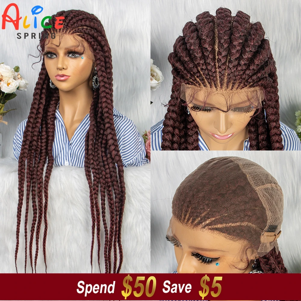 

11 Tracks 36 Inches Synthetic Braid Wigs Full Lace Braiding Wigs for Women Crochet Braiding Hair Straight Lace Braided Wig