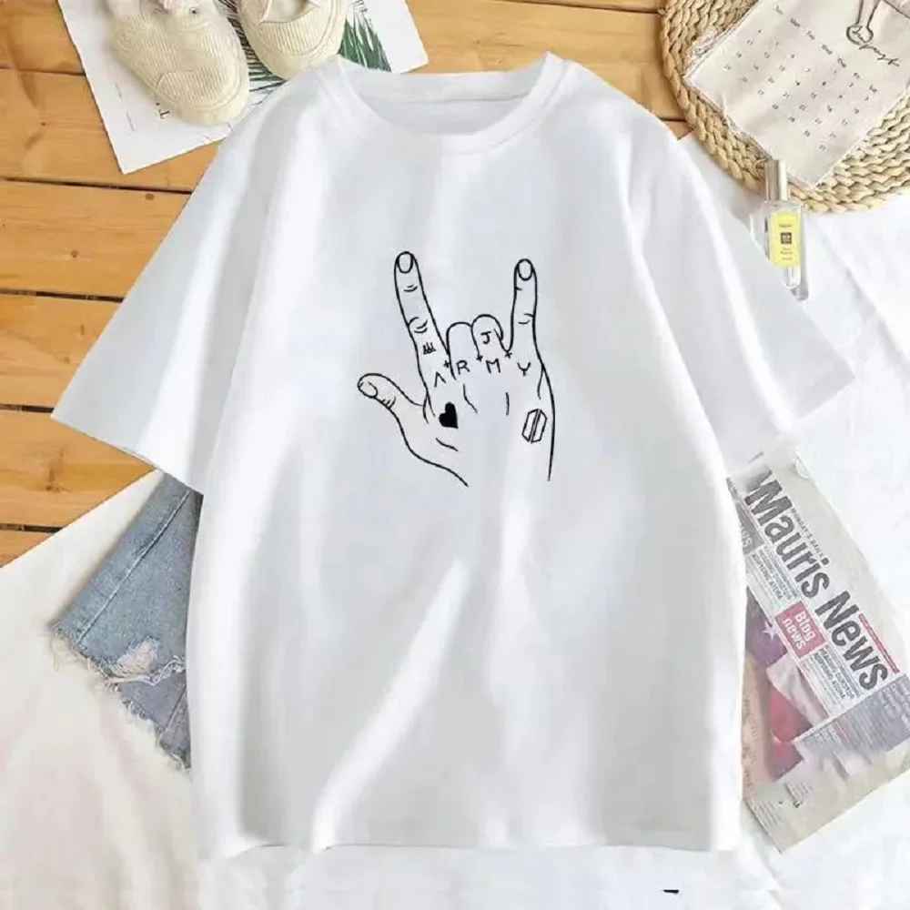 Kpop Korean Fashion Clothing Top Jungkook Hand Tattoos Graphic Tee T-Shirt Men Sumemr Pritn Tshirts graphic oversized harajuku