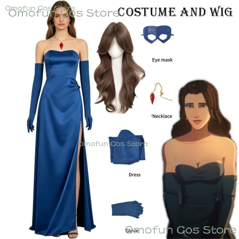 

Dispatch Blonde Blazer Cosplay Mandy Gown Navy Dress Women Fancy Dating Suit Costumes Halloween Superhero Clothing Accessories