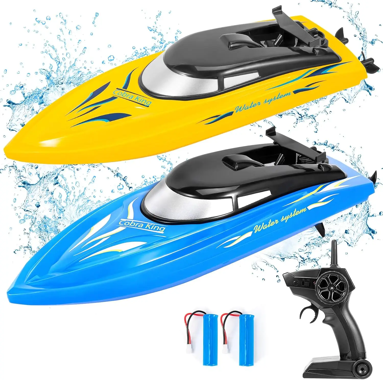 

2 Pack RC Boat Remote Control Boats, 2.4 GHz RC Boat with 6 Rechargeable Batteries for Kids and Adult, Pool Toys
