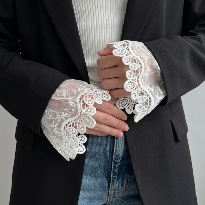 

Sweet Detachable Ruffle Fake Flare Sleeve Female Shirt Sweater Mesh Wrist Cuffs Lolita Decorative Clothing Accessory