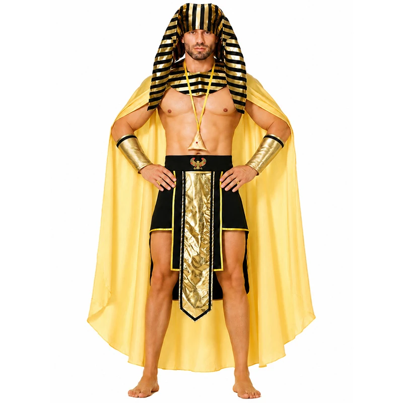 2026 New Arrival King Tut Ancient Cosplay Adult King of Egypt Halloween Fancy Dress Up Mens Egyptian Pharaoh Costume view 3