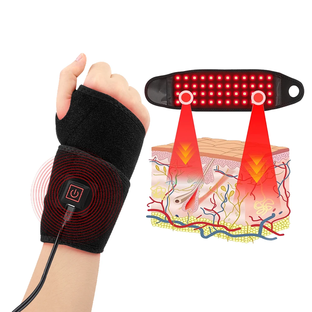 

660 нм и 850 нм красный свет для запястья и руки светодиодная грелка для запястного туннеля рельефный браслет браслет USB прямой подключаемый ручной инфракрасный ремешок