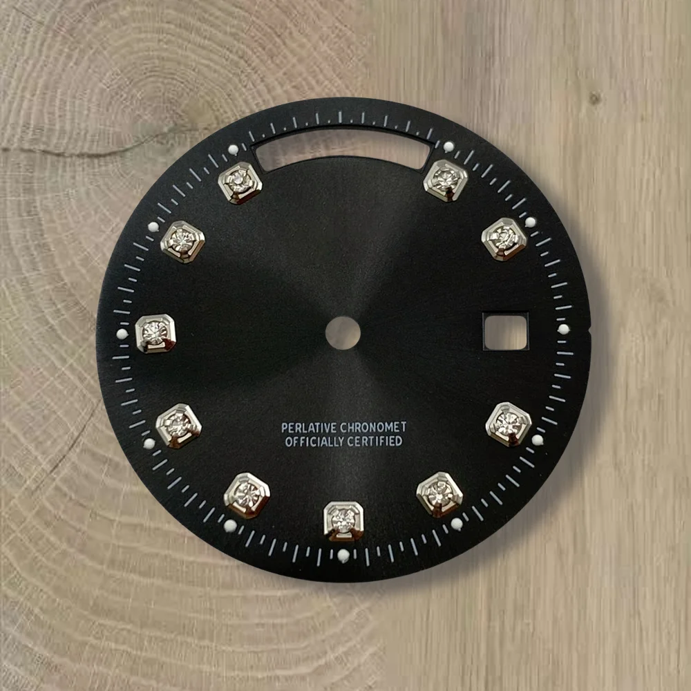 31mm S Logo Day And Date Diamonds Dial Fit 8285 Movement Sunray High-Quality Dial Watch Modification Accessories