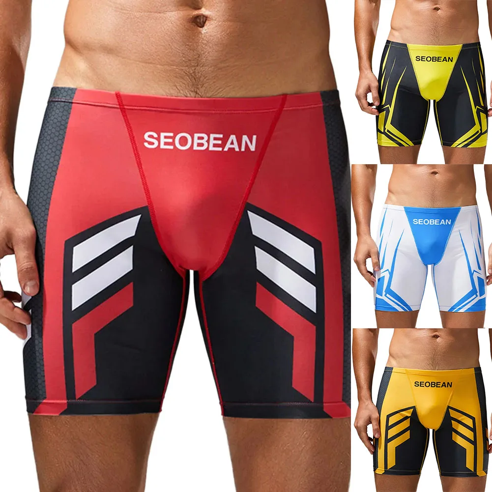 

Beach Shorts Bathing Suit Beach Vacation Red Diving Shorts For Beach Wear Beach Anti-Hemming Pants Classic Style Long Swimwear