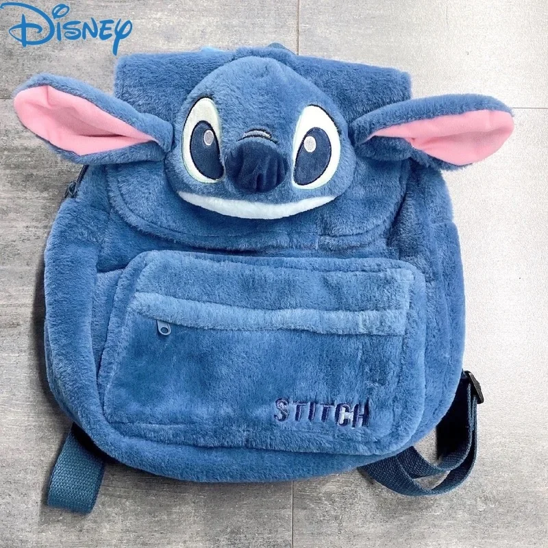 2024 New Disney Cartoon Stitch peluche zaini donna stile giapponese carino Mini doppia borsa a tracolla Y2k ragazze morbide borse Kawaii