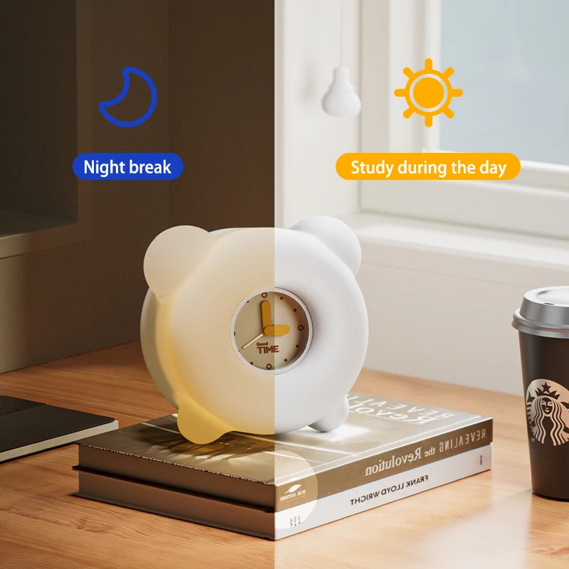 Sensor de toque escurecimento despertador Luzes noturnas LED Lâmpadas Pat de silicone Lâmpada de mesa ajustável para criança Decoração de quarto bonito Presente Timing