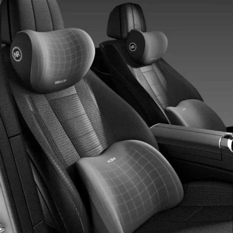 Ergonomic Memory Foam Car Seat Cushion - Suitable for All Seasons Comfort Car Headrest - Lumbar Cushion or Headrest or Set