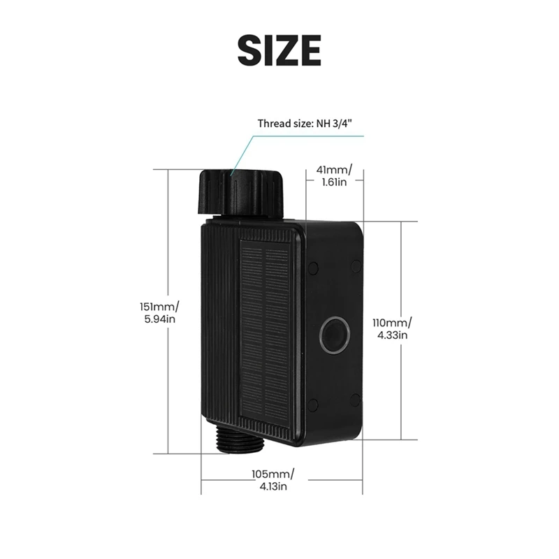 Tuya Solar Water Timed Irrigation Water Valve IP65 Waterproof Includes Soil Temperature And Humidity Detector