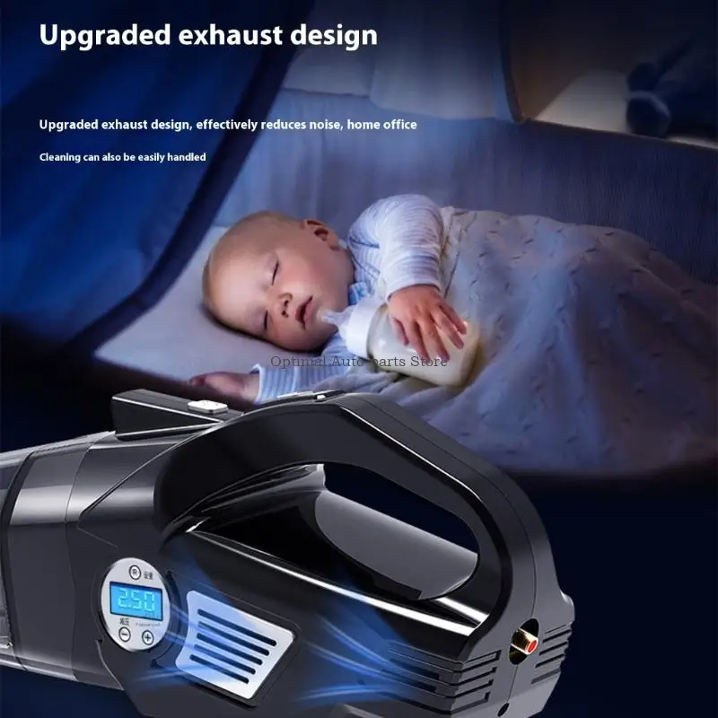 

Vacuum Cleaner Tire Inflator 12V with Digital Tire Pressure Gauge Flashlight