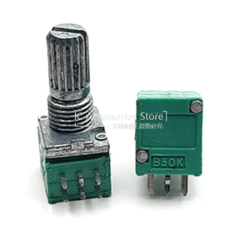 2PCS 09 Type Precision Potentiometer 6Pin B50K Computer Speaker Active Audio Volume Potentiometer Flower Shaft Length 15MM