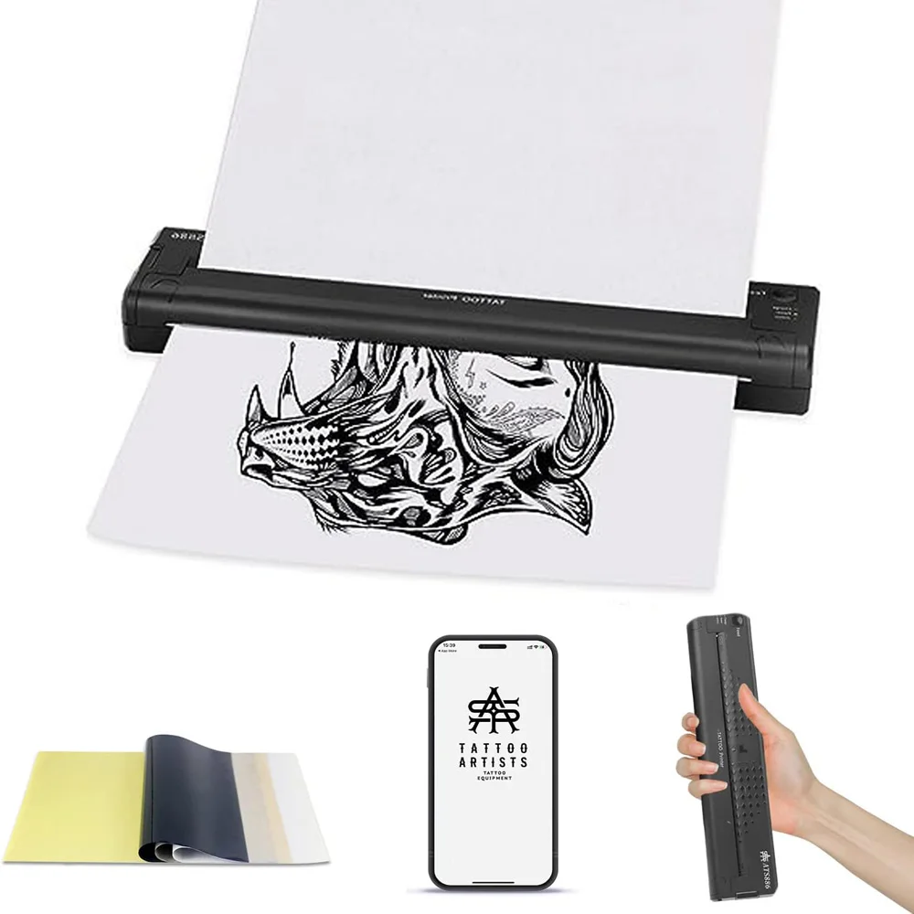 

Tattoo Transfer Stencil Printer With 10Pcs Transfer Paper Mini Portable Tattoo Transfer Thermal Copier Machine Compatible