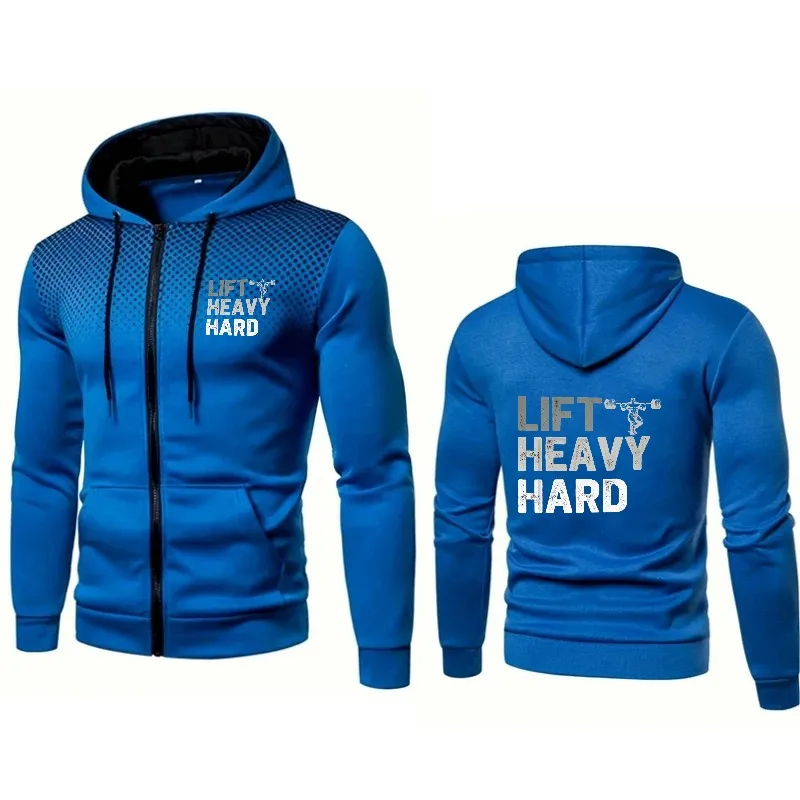 

Мужская куртка с капюшоном Blue Lift Heavy Hard Printed Gym Fitness Workout Спортивная толстовка для мужчин