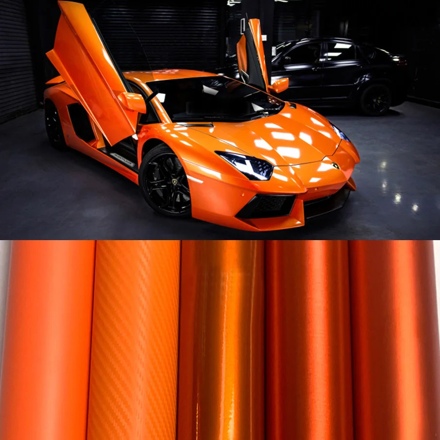 

Various kinds Glossy/Matte Glossy orange Vinyl car Wrap auto 3D carbon fiber Foil Car Wrap Film Vehicle Sticker Car body Sticker