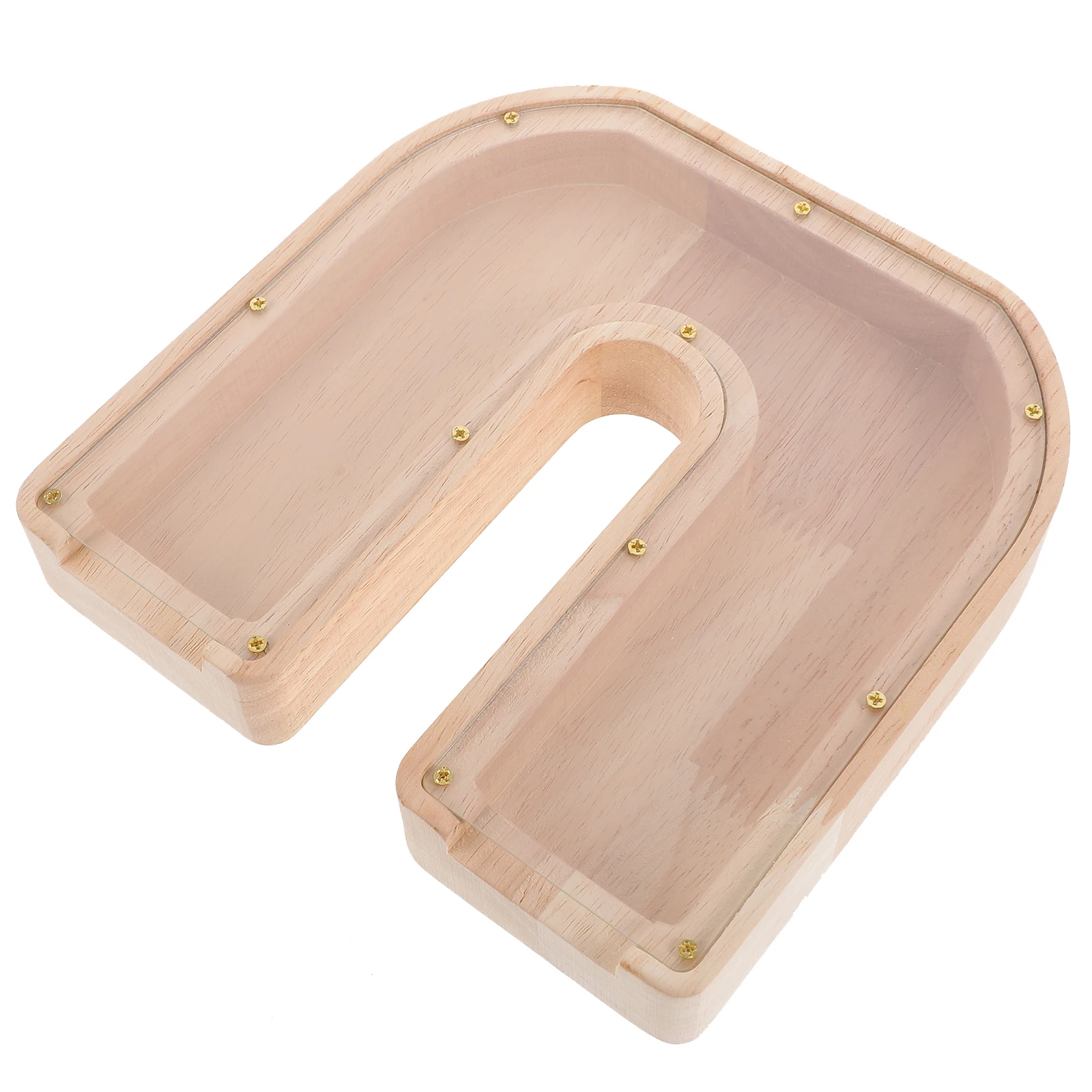 

Stylish Wooden Letter U Shaped Piggy Bank Saving Money Box Large Capacity Table Decor