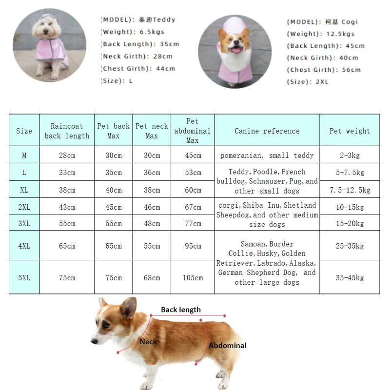 Reflective Strap Dog Raincoat Hooded Slicker Poncho for Small Medium Large Dogs PU Waterproof Raincoat Pink Outdoor