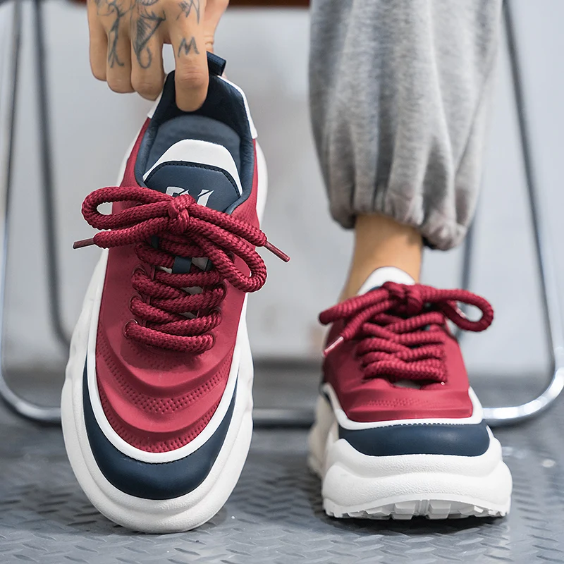 

2024, новая удобная модная универсальная повседневная спортивная мужская обувь на толстой подошве, увеличивающая рост