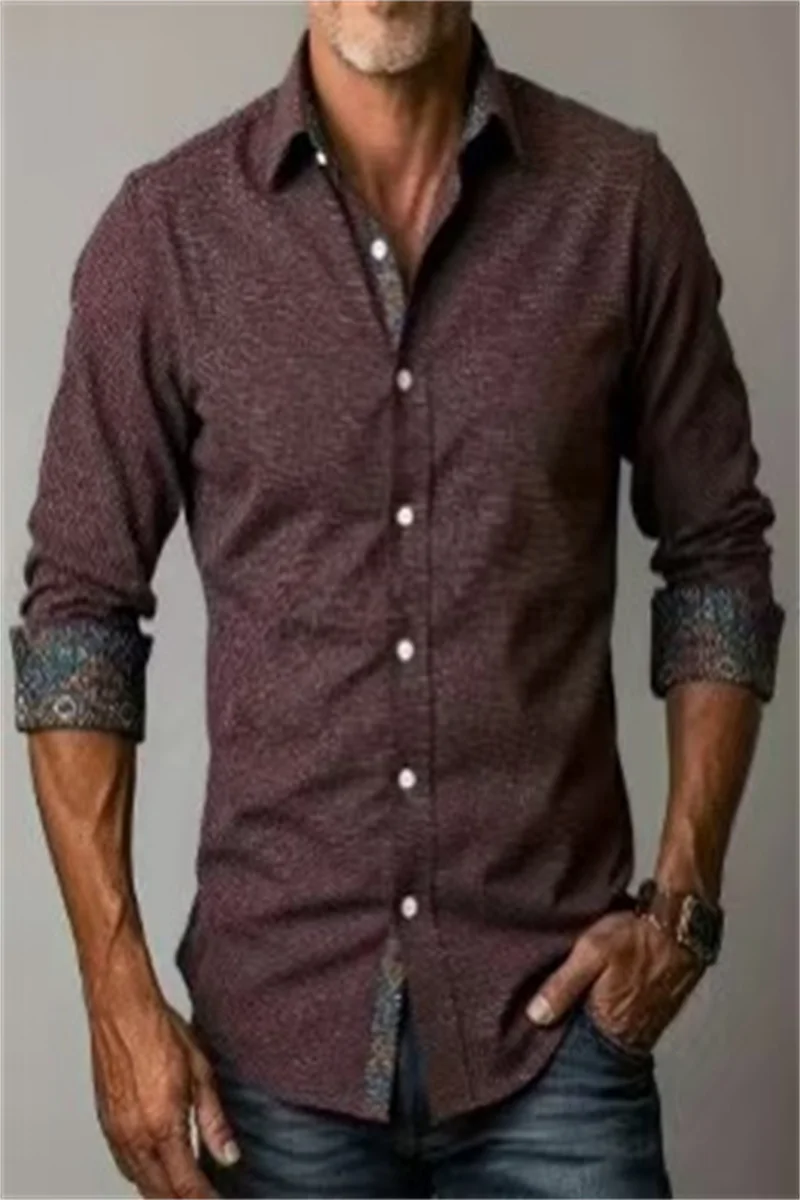 Новая мужская популярная льняная однотонная рубашка с длинными рукавами, модный и повседневный крутой топ-рубашка