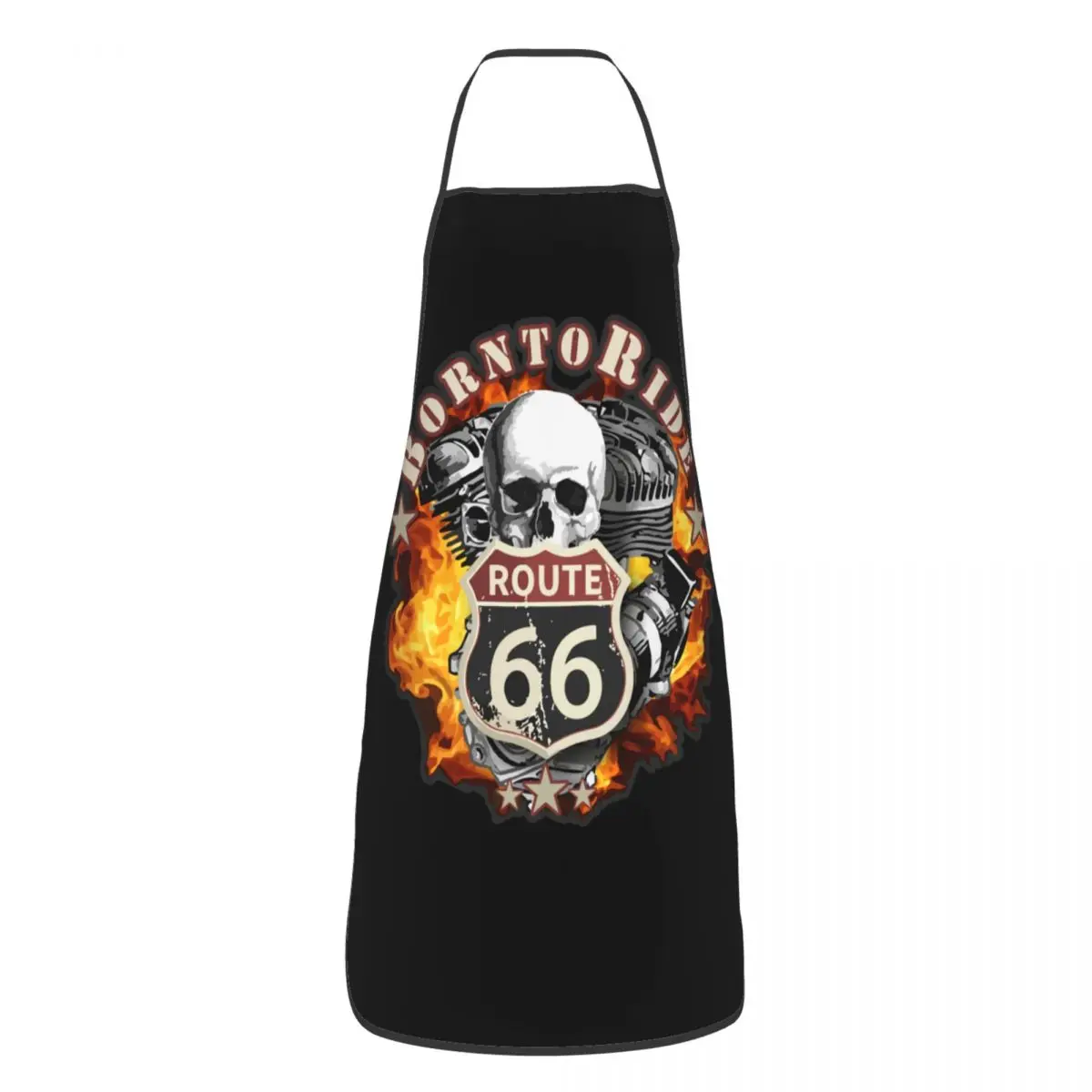 Custom Bib Born To Ride Skull Aprons Men Women Unisex Adult Chef Kitchen Cooking Route 66 Tablier Cuisine Baking