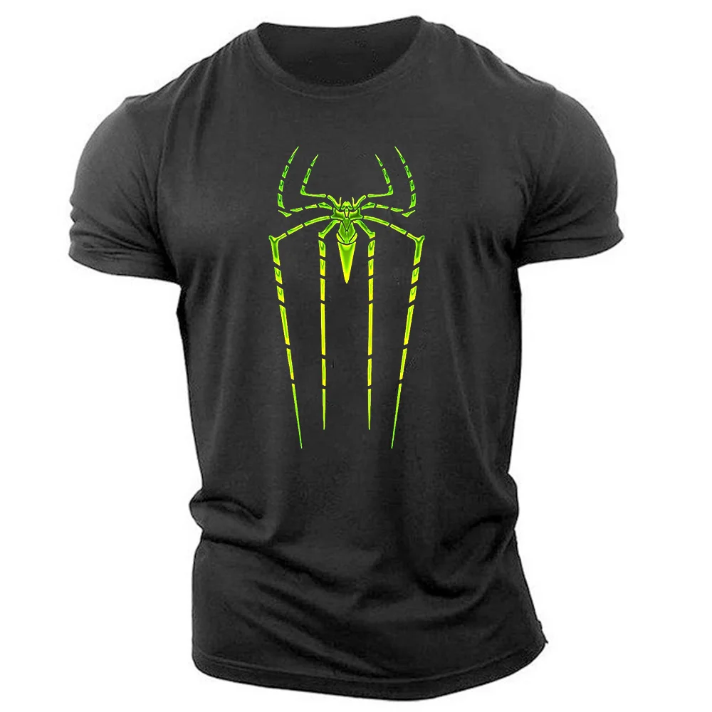 

Four Seasons fashion casual sports 2D printed spider adult crewneck short sleeve large size men's T-shirt quick dry comfortable