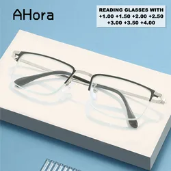 Ahora Classic Men Glasses Lens Metal Reading Presbyopia Glasses Farsighted With Diopters +1.00 +1.50 +2.00 +2.50 +3.00 +3.5 +4.0