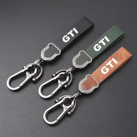 Premium leather Ultra-clear printing Metal fob key chain For VW GTI  Accessories