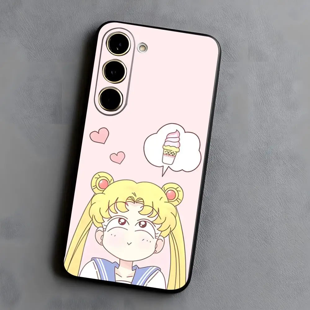 

Cute Sailormoon Phone Case for Samsung S25 E S24 S23 FE S22 S21 S20 FE plus Ultra Note20Ultra Black soft shell