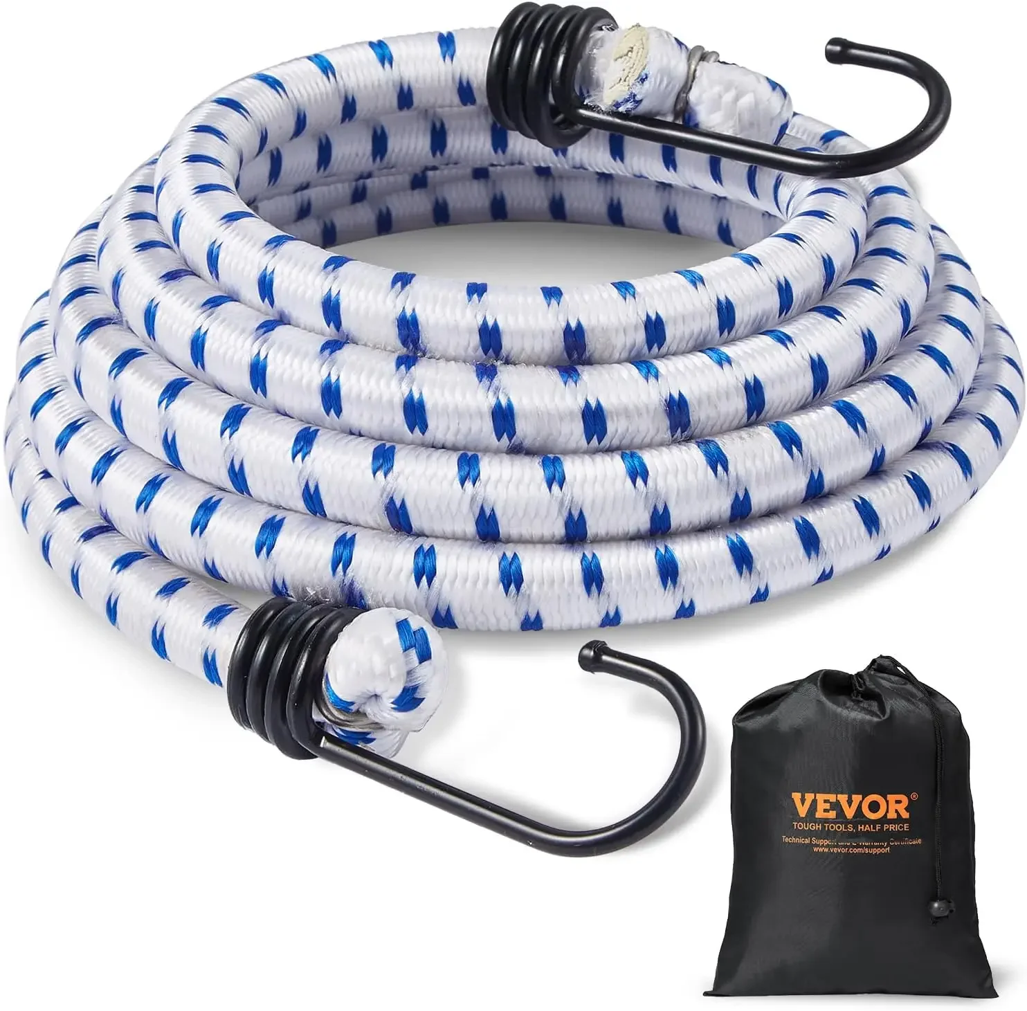 

6 шт. банджи-шнуры с крючками, сверхпрочные банджи-ремни 72-дюймовые, набор эластичных банджи-веревок 12 мм для кемпинга