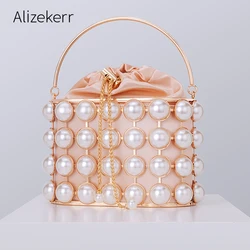 Women Hollow Out Beaded Evening Bags Designer Luxury Elegant Handmade Metallic Handbags High Quality Wedding Party Clutch Purses