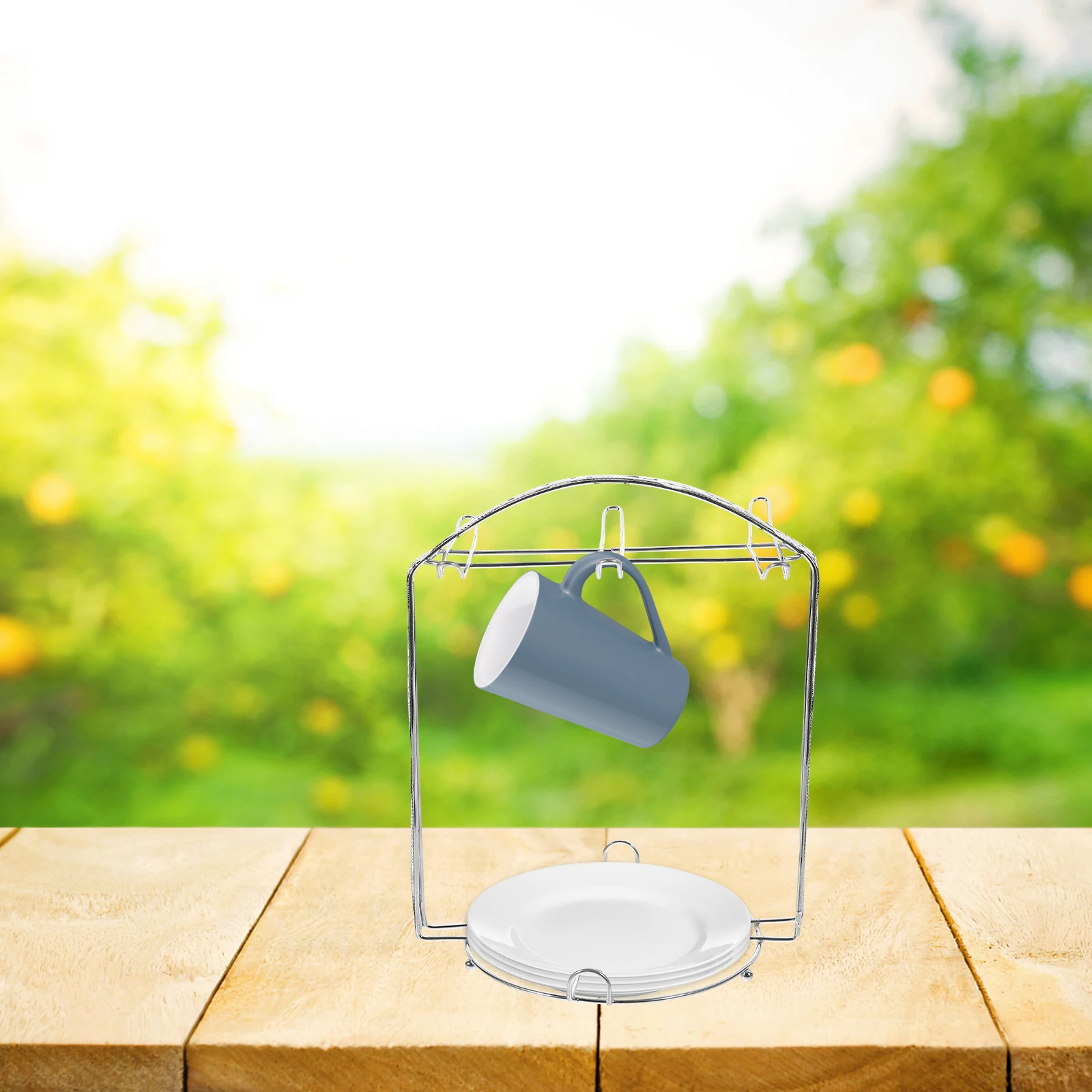 

6 Slots Coffee Cup Holder Kitchen Countertop Metal Mug Rack Drying Storage Organizer for Cups Dishes Tea Mugs Home Kitchen