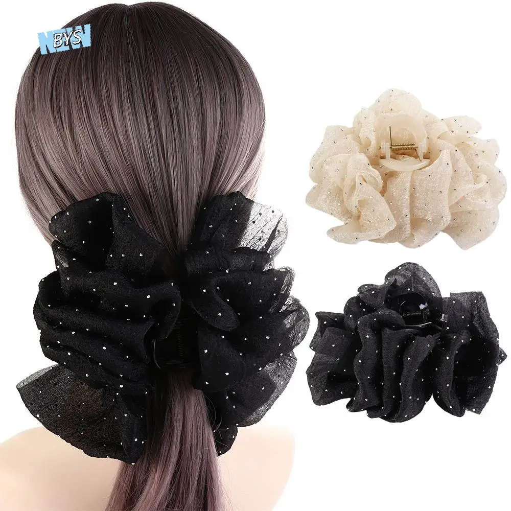 

Ponytail Holder Fashion Headwear Dot Large Hairpins Princess Style Women Hair Clips Bow Hair Claw Bowknot Korean Shark Clip